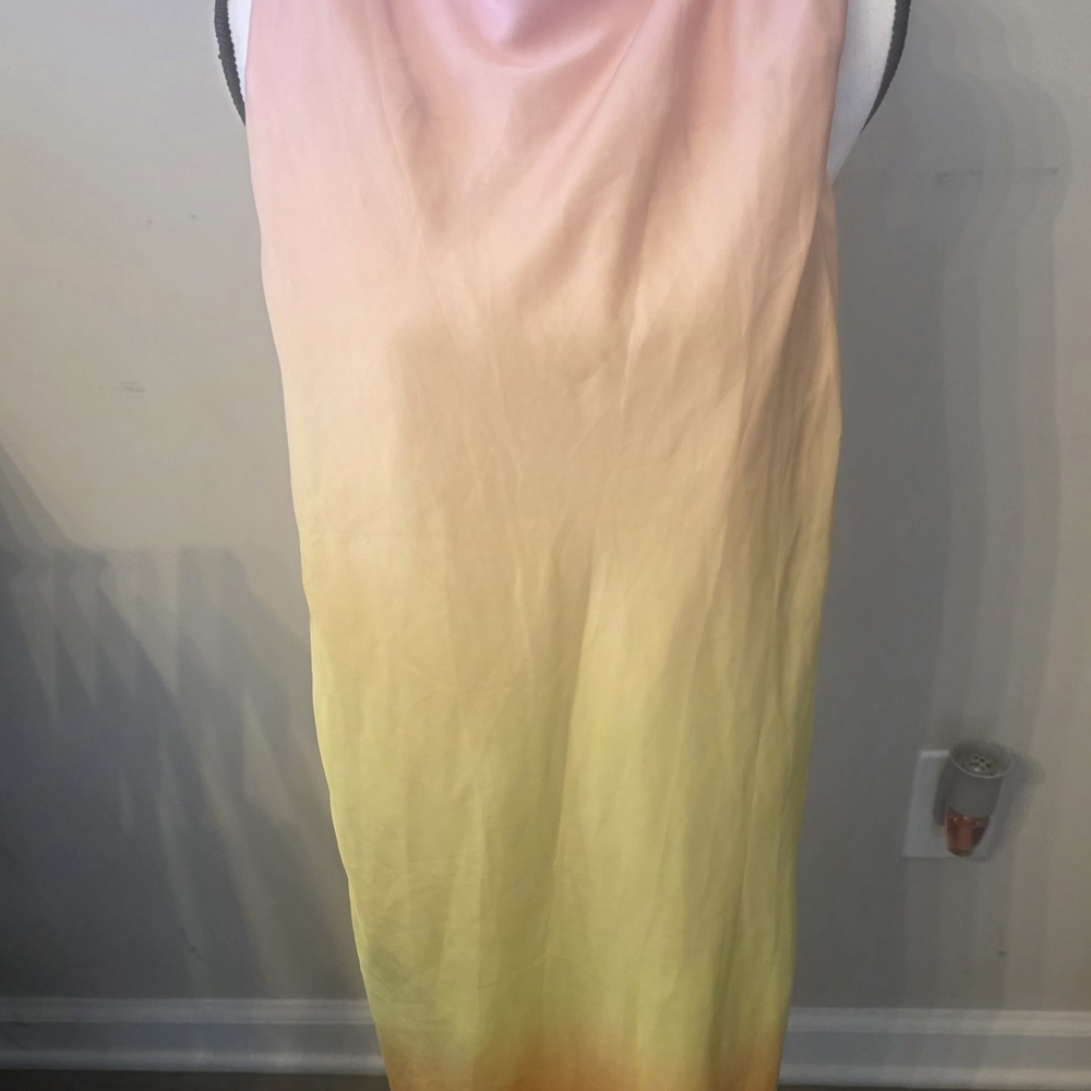 Ombre Pastel Maxi Dress - Pink to Yellow Gradient- SILKY